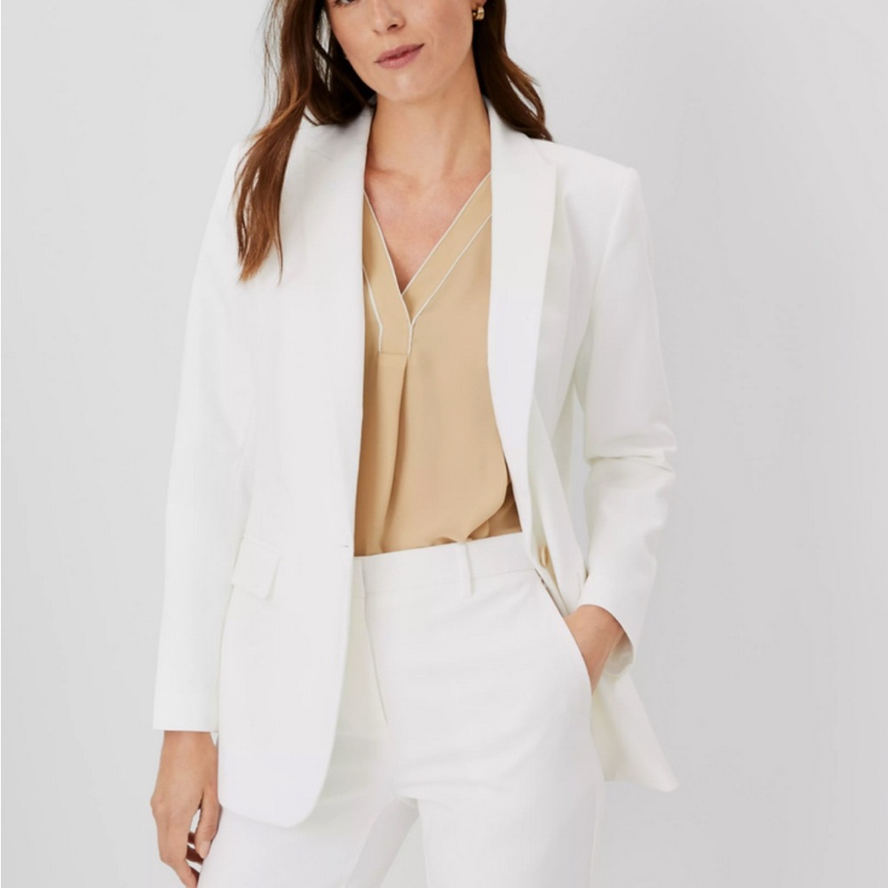 Ann Taylor Longline Blazer in White, 2P